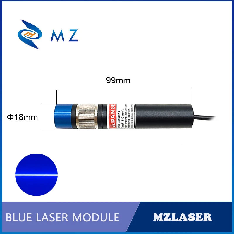 Powell Lens TTL PWM Blue Line Laser Diode Module Adjustable Focusing D18mm 450nm 500mW 5V Line Laser Industrial Grade