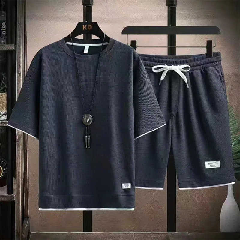 

Лето 20220. Мужской повседневный комплект с короткими брюками и круглым вырезом, модный комплект в китайском стиле, лучший выбор на лето.