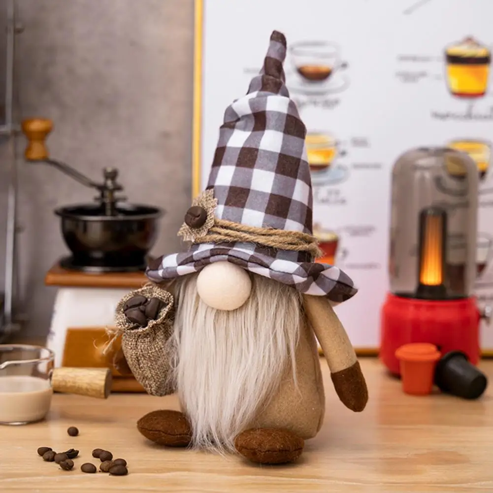 Adorable  Delicate Table Faceless Gnome Ornament Mini Gnome Plush Doll Coffee Bean Bag   Home Supplies