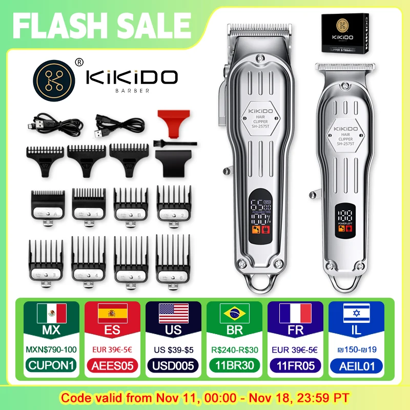 

KIKIDO 2In1 Professional Hair Clipper Electric Beard and Hair Trimmer For Men Haircut Set Hair Cutting Machine Rechargeable 2575