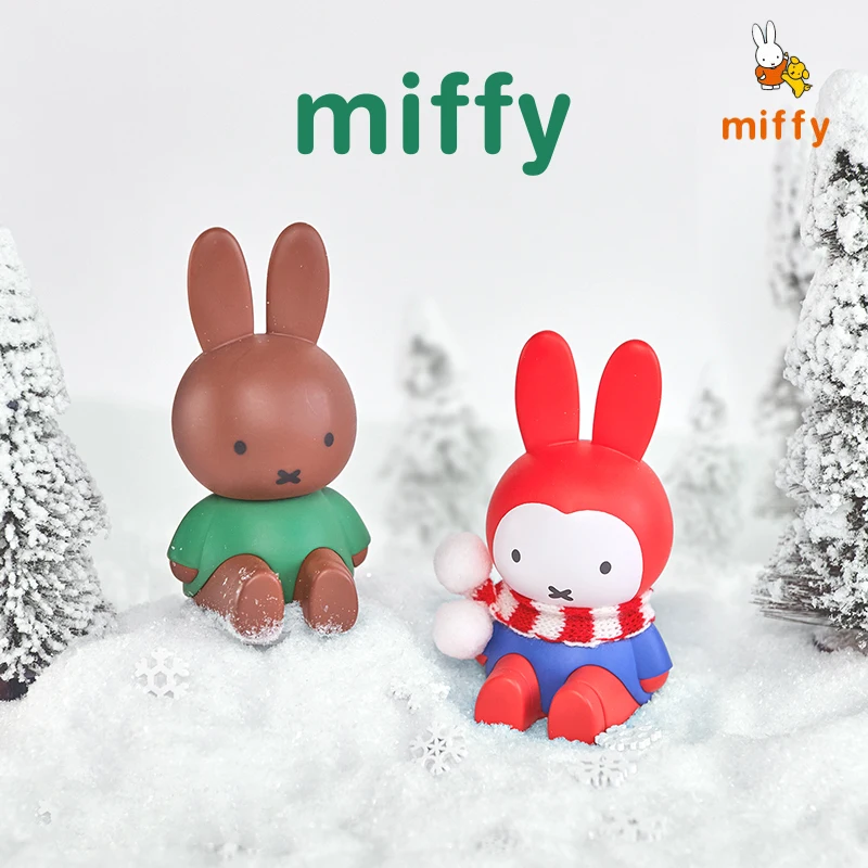 Kawaii Miffy Figure Cartoon Winter Series Creative Desktop Ornaments Multi Functional Phone Stand Anime Accessories Perfect Gift