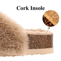 Crestar Women Fuzzy Slippers with Cork Footbed Fluffy Slide Sandals Open Toe Indoor House Shoes Arch Support Adjustable Slippers - Image 6