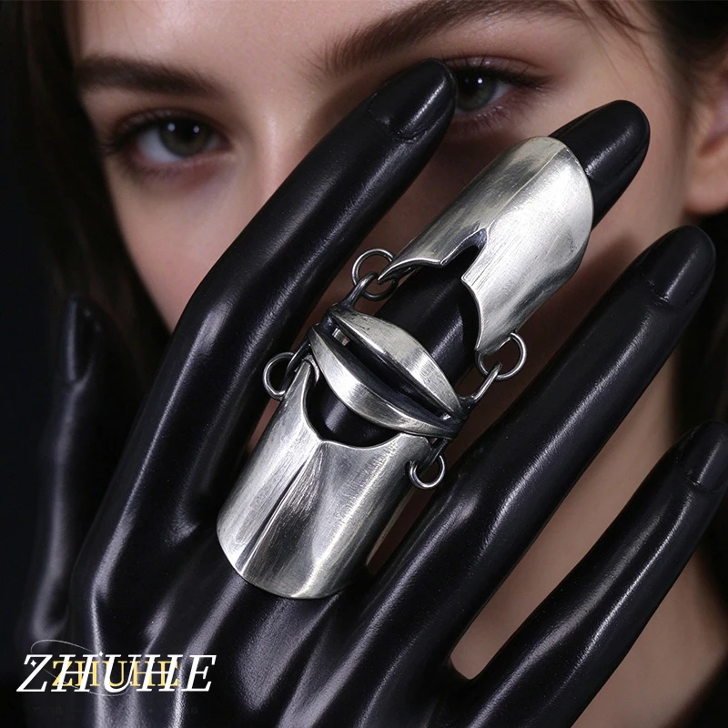 Adjustable Joint Armor Ring, Copper Alloy Material, Jewelry Accessories for Women Men, Retro Punk Long Finger Ring, Bold Fashion
