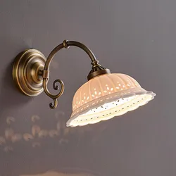 European Style Wall Light White Ceramic Old Brass E27 Bulb Home Art Deco For Hotel Living Room Bedroom Restaurant