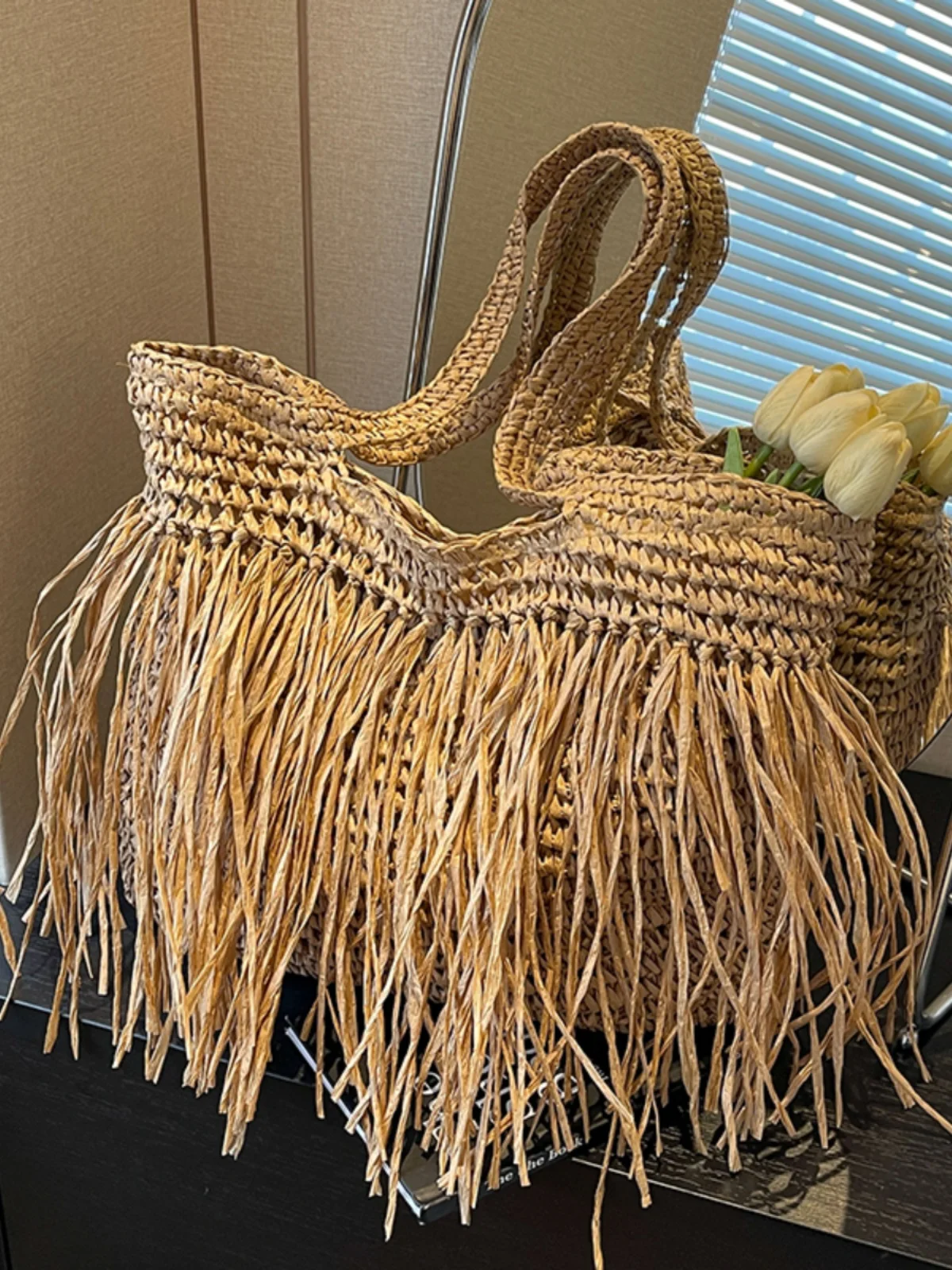 Summer Women Weave Straw Tote Bag 2024 New In Fashion Travel Beach Bags Lady Handmade Rattan Shoulder Bag Handbags And Purse