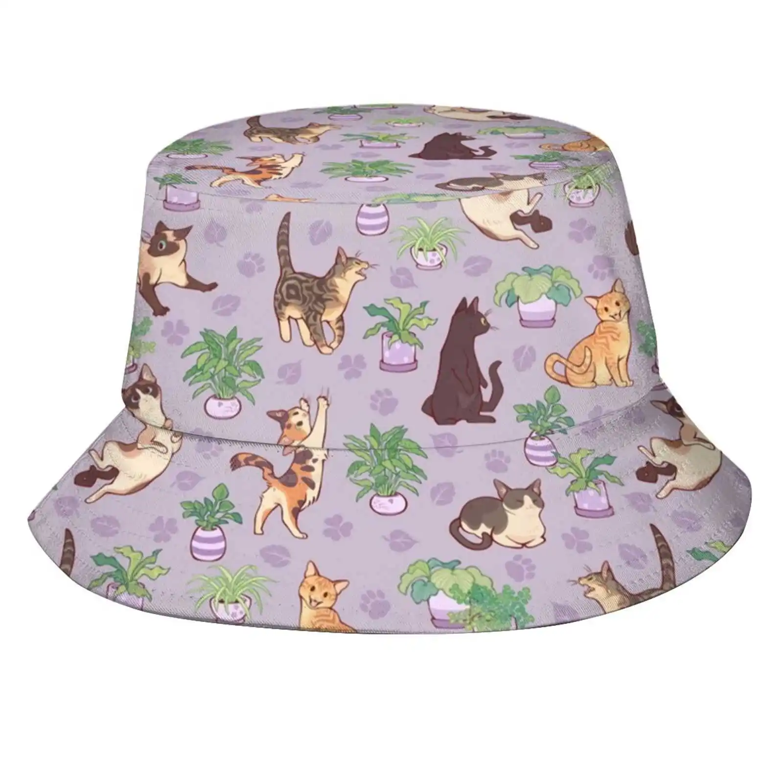 Cozy Michis In Lavender Sun Cap Fisherman Hat Bucket Hats Cats Tabby Cat Siamese Cat Black Cat Calico Cat Snowshoe Cat Gray Cat