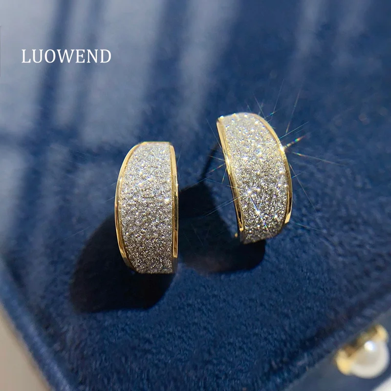 

LUOWEND 18K Yellow Gold Earrings Elegant Shiny Design Romantic Style Stud Earrings for Women High Party Jewelry