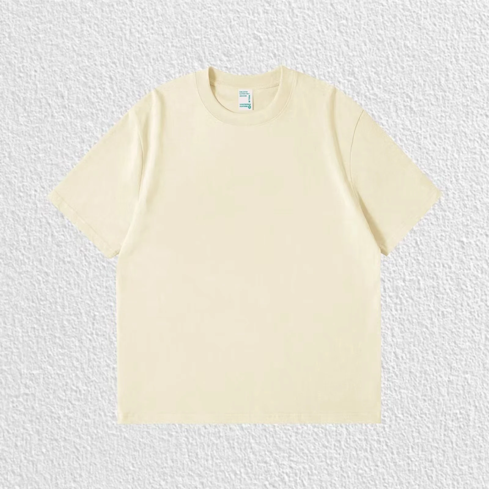 Einfarbiges Weißes Schweres Baumwoll-T-Shirt Unisex Oversize Lässiger Hip-Hop Streetwear Sommer Kurzarm-Oberteil – Detail 12