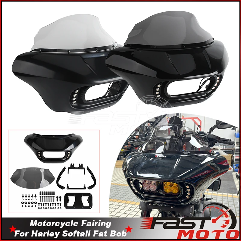 Motorcycle Headlamp Fairing For Harley Softail Fat Bob FXFB 18-19 114 FXFBS 2018-2026 For Baja Designs LP4 LED Lights Fairings