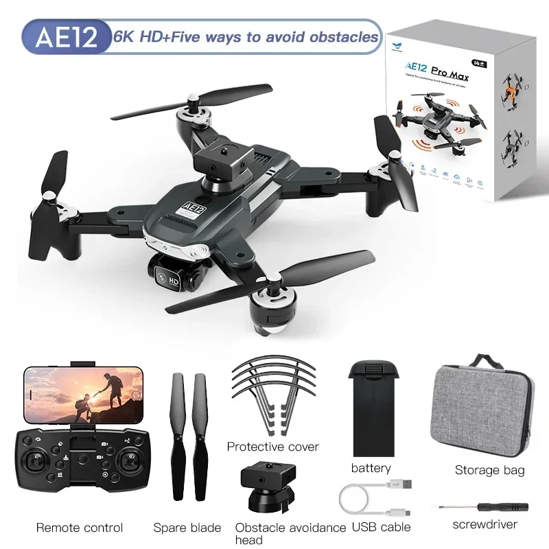 New AE12 8K Professinal HD ESC Optical Flow Localization Dual Camera Switching Obstacle Avoidance Outdoors LDE Lamplight Drone