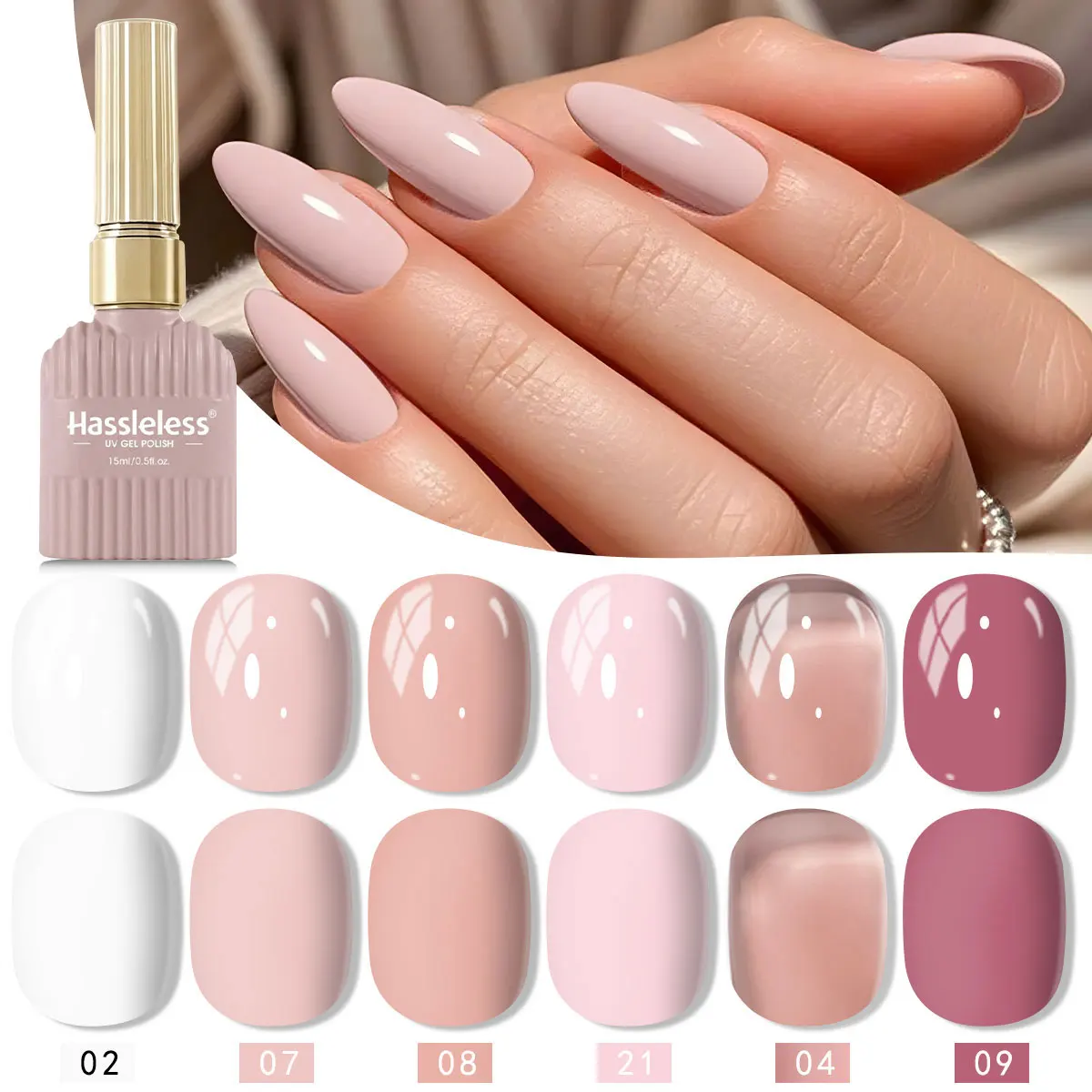 Solid Color Gel Nail Polish 6-Piece Set, Fashionable and Sparkly Nail Art, Trendy Salon Art, Glossy and Shimmering with Changing