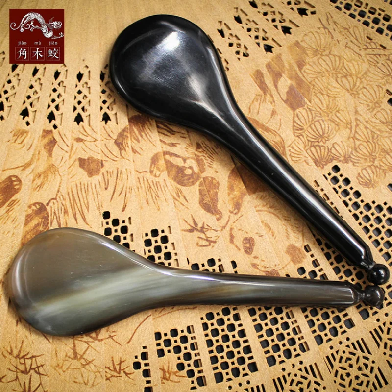 

Массажная палочка из черного рога яка Jiao Mu Jiao для точечного массажа, палочка для красоты лица и доска гуаша, утолщенная