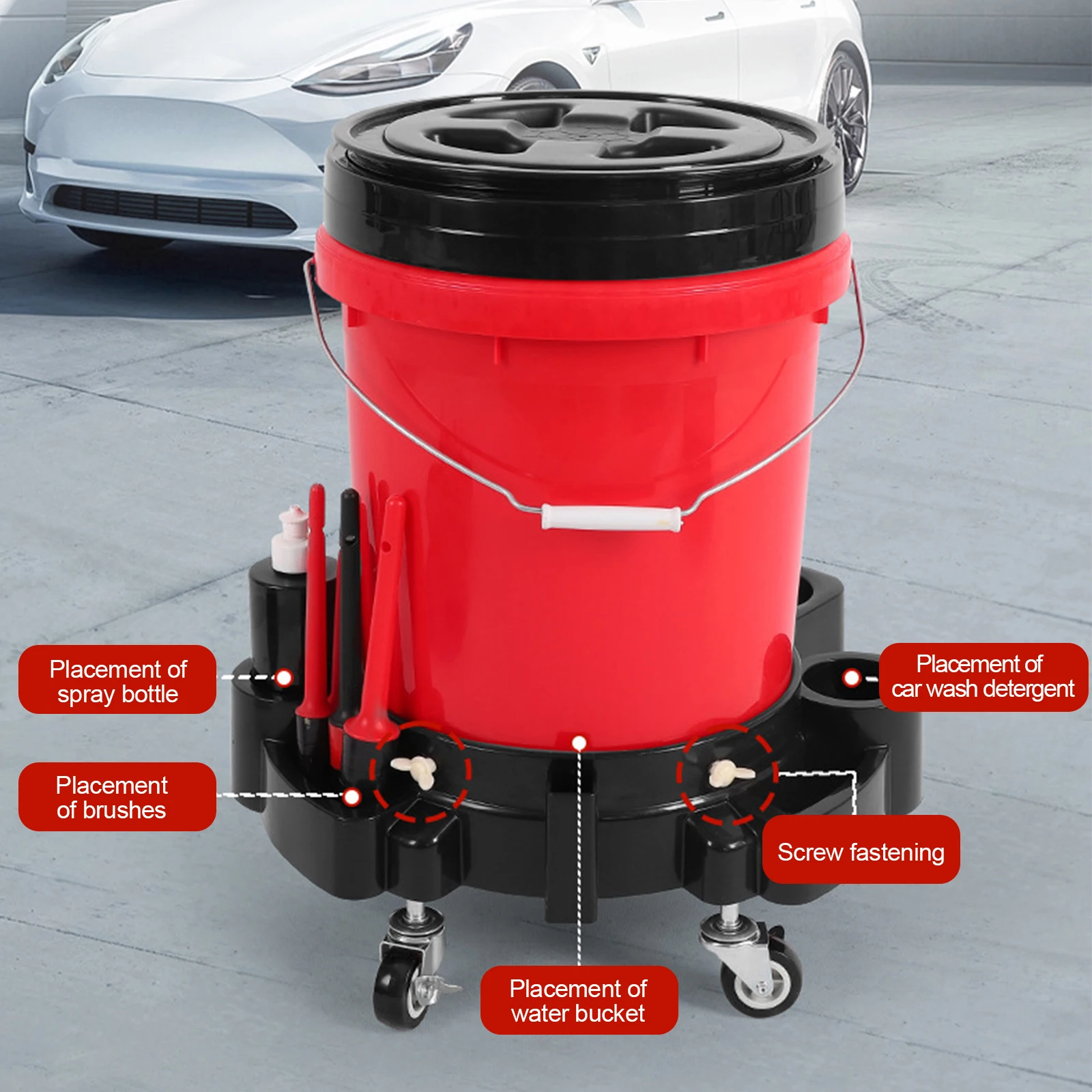 

Rolling Bucket Dolly with Wheels Heavy Duty Mobile Dolly Cart for Garage (Black)