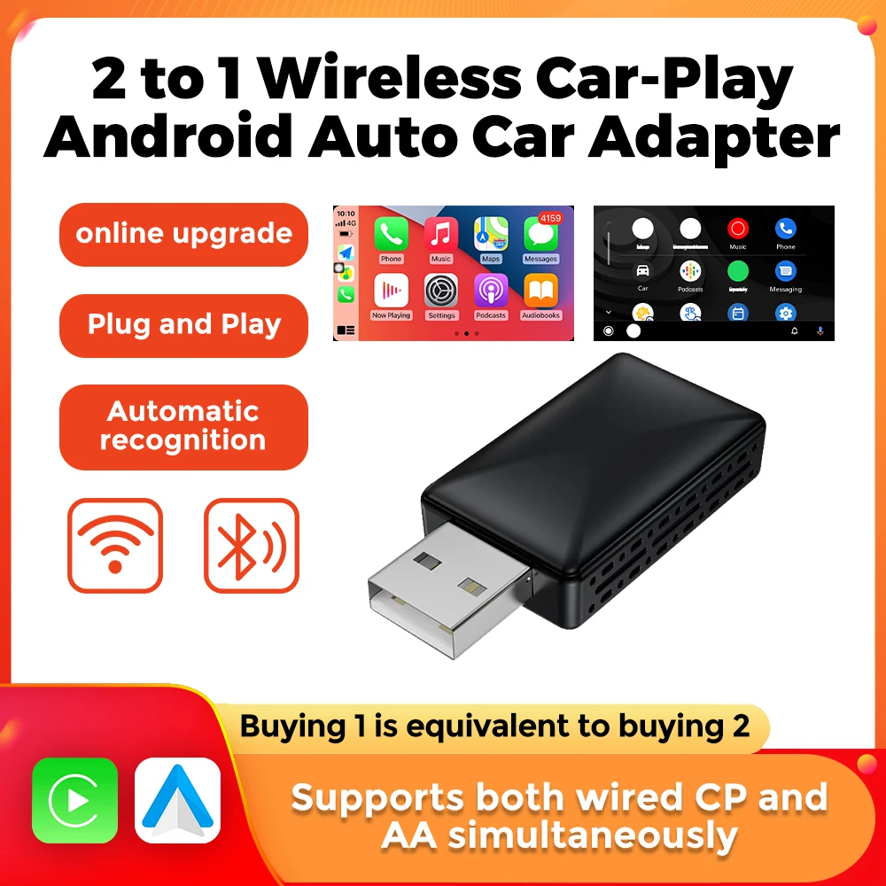

Wireless Carplay Adapter Android Auto Wireless Smart Dongle 2in1 For Renault Arkana Captur Clio MEGANE AUSTRAL ZOE E-Tech