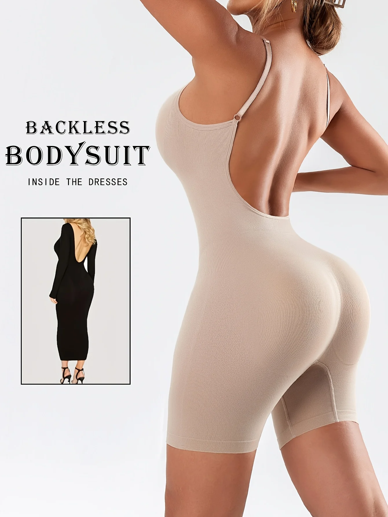 Women's Solid Color Backless Yoga Bodysuit Tummy Control
