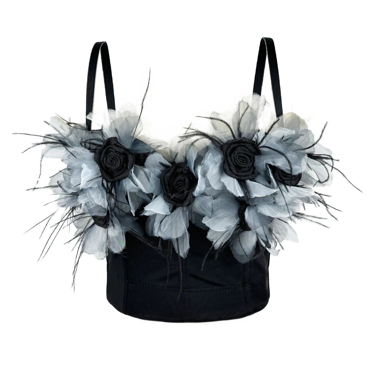 

3D Flower Halter Corset Bra Women Sexy Lingerie Crop Top Fashion Party Cute Clothes Rave Bustier Tank Top Summer Sleeveless Vest