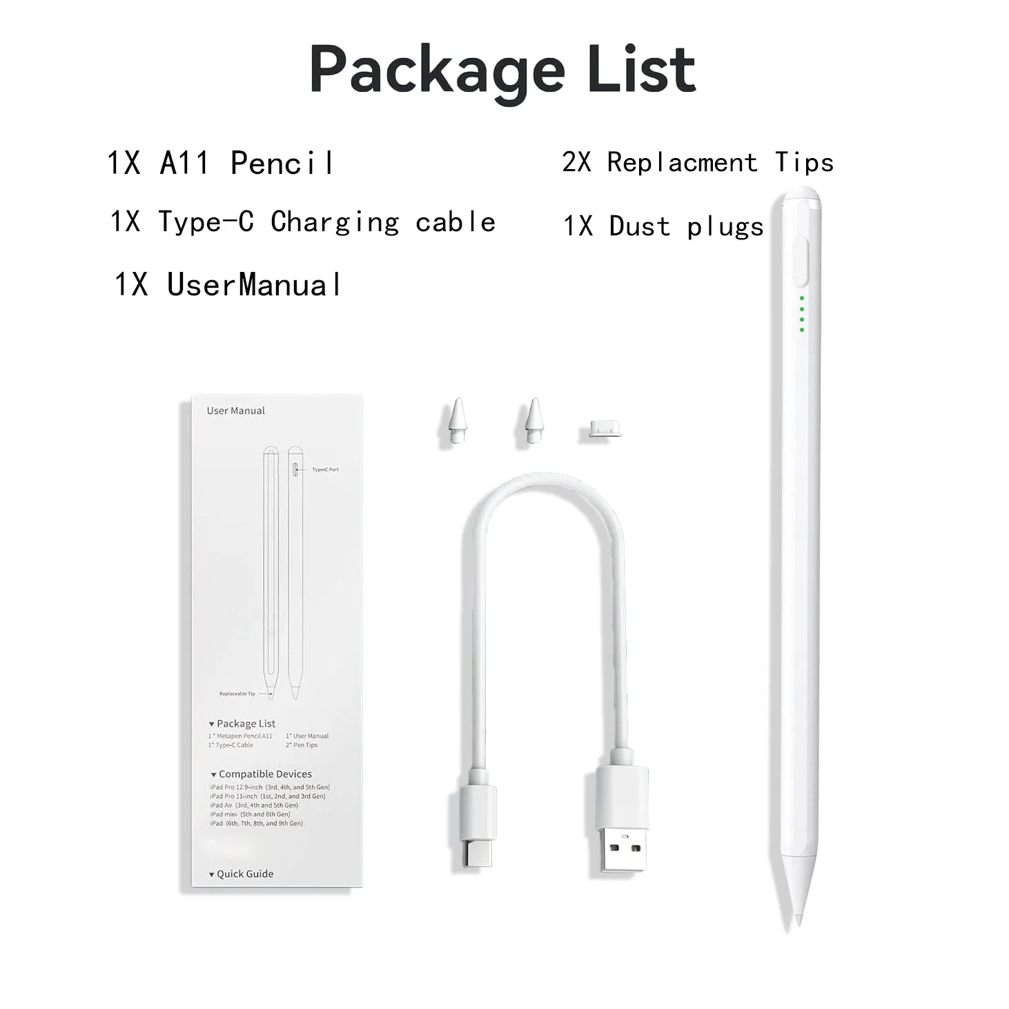 Universal Stylus Pen for iOS Android, Long Lasting Touch Pen with 2 Spare Nibs for Phone & Tablet