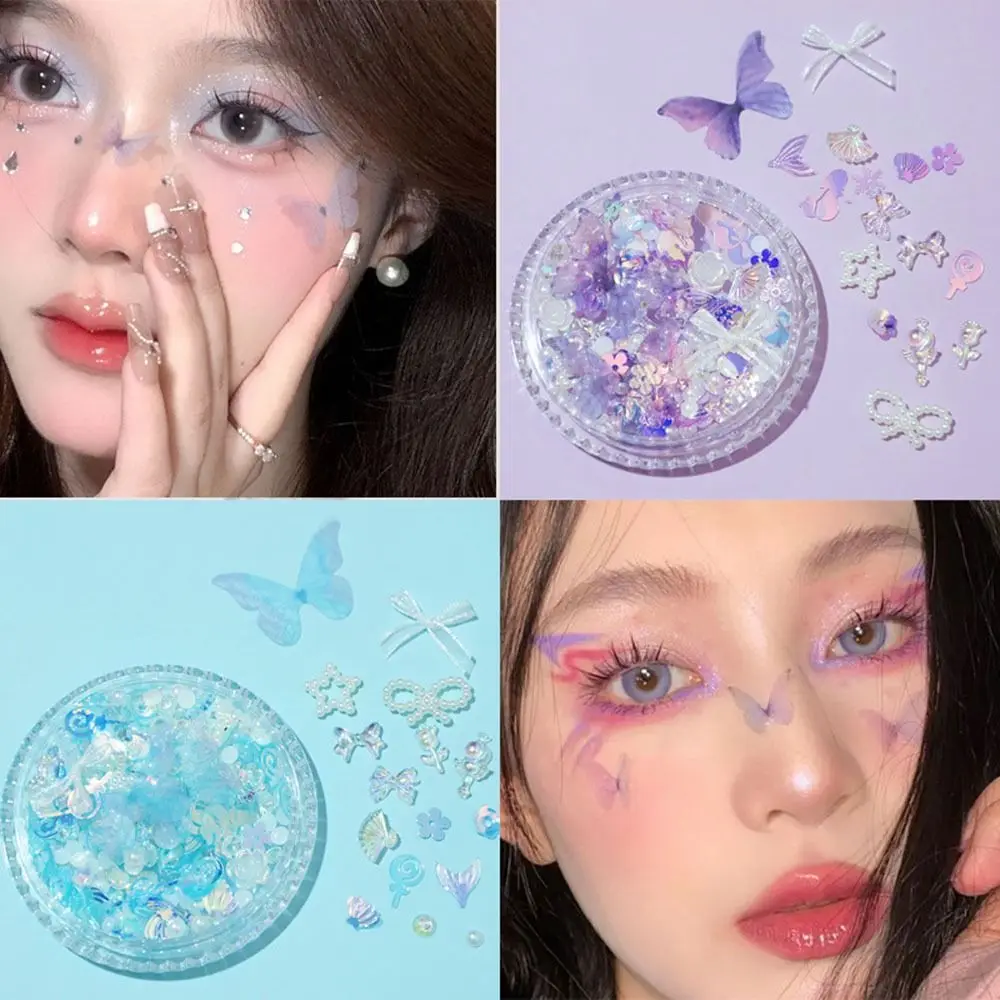 

Eyes Face Makeup Facial Decoration Patch Butterfly Diamond Pearl Adhesive Rhinestone Glitter Sequin DIY Nail Art Decoration