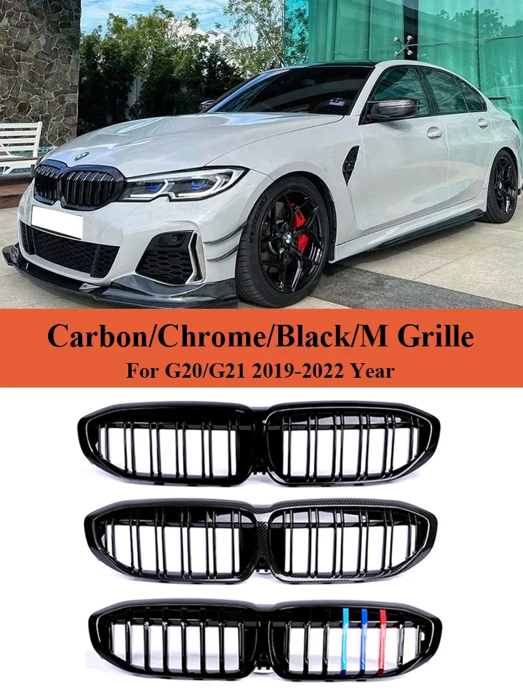 

Front Kidney Bumper M Color Grille For BMW 3 Series G20 G21 G28 2019-2023 Carbon Racing Grille 316i 318i 320i Car Accessories