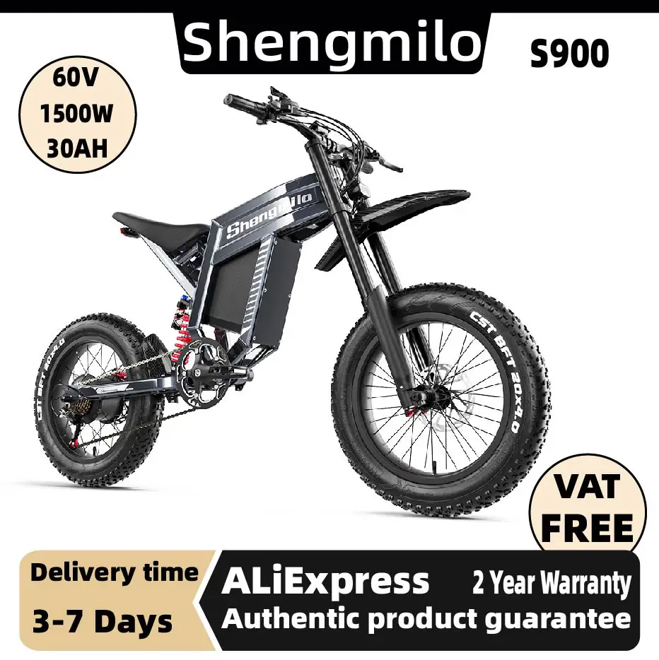 

Shengmilo S900 Adult 1500W E-bike Men's E-Mountain ebike , 60V30AH Battery electric bicycle,20" Fat Tire Electric Bike