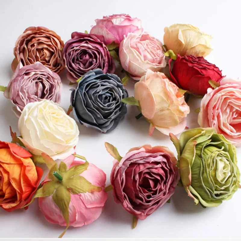 

50pc 14Color 7CM Artificial Silk Fabric Peony Bud Flower Head For DIY Wedding Wall Bouquet Party Home Decoration Hat Accessories