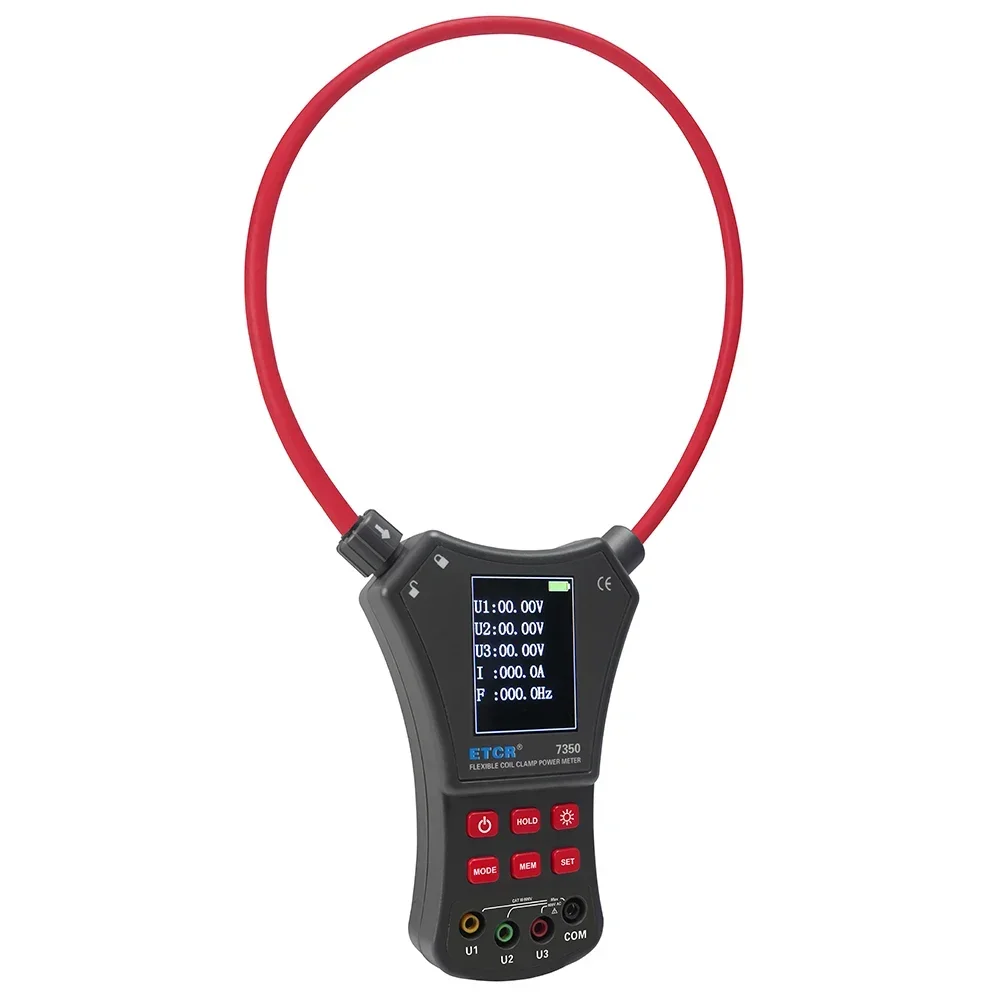 For ETCR7350 AC  Coil Flexible Clamp Power Meter Three Phase Phase Power Sequence Voltage Current Frequency Multimeter