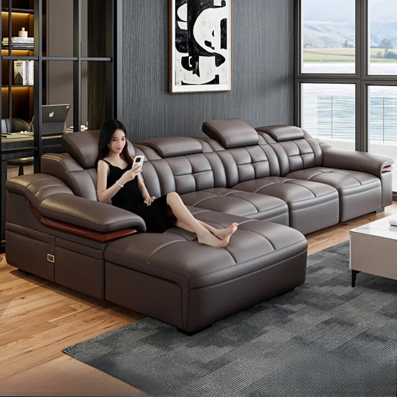 

Nordic Modern Corner Sofas Sectional Genuine Leather Minimalist Floor Recliner Sofa Loveseat L Shape Woonkamerbanken Furniture