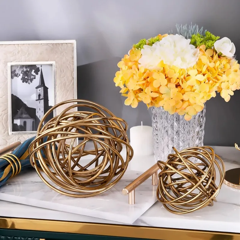 Metal Home Crafts Villa Sample Room Soft Decoration Iron Wire Ball Study Living Room Modern Simple Decoration Ornament