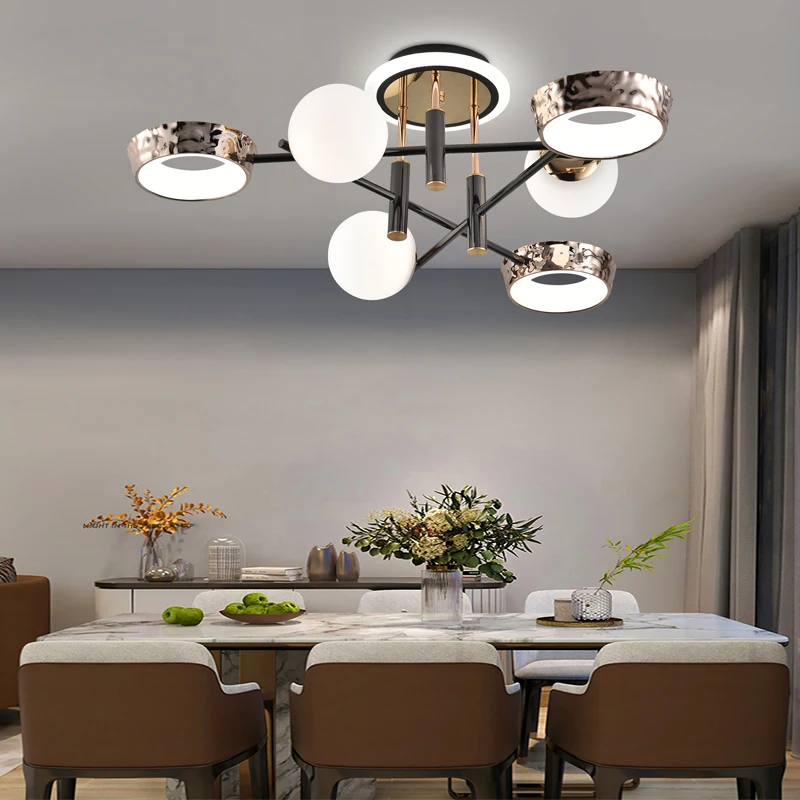 Modern LED ceiling chandeliers E27 Nordic style living room ceiling lamp simple dining room bedroom warm ceiling lamp home decor