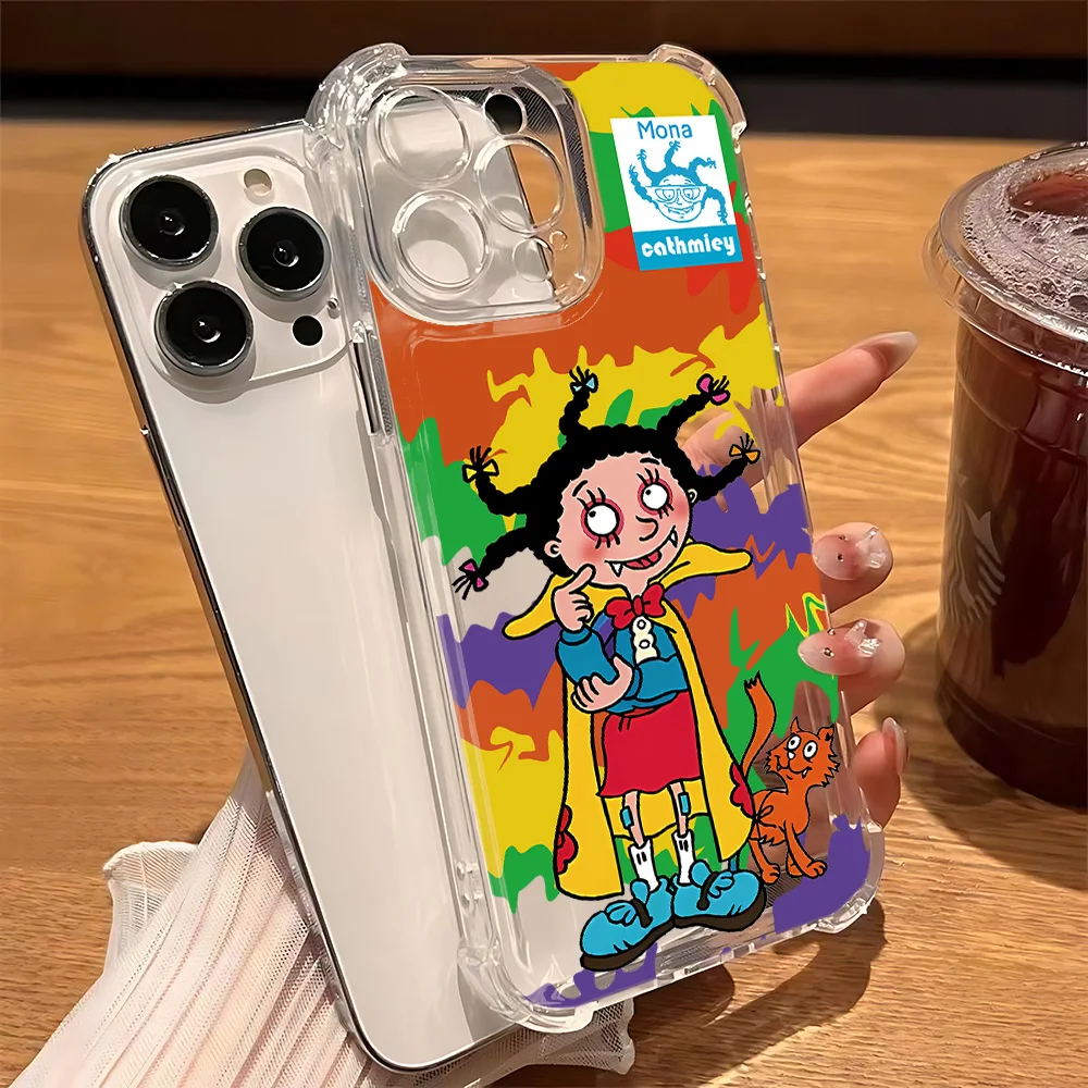 Coque de téléphone dessin animé Mona le Vampire, étui Anti-chute transparent pour Samsung Galaxy S25 S24 S23 S22 S21 S20 Note20 Edge FE Ultra Plus 4G 5G