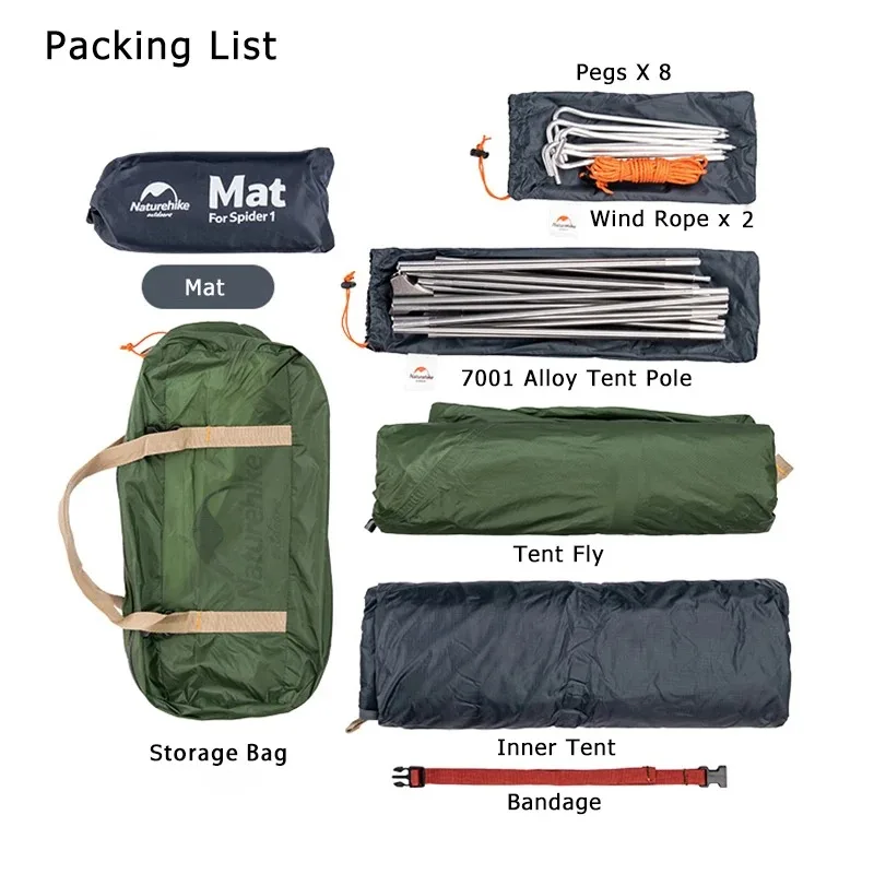 Naturehike 2026 Neues Campingzelt Ultraleicht Tragbar Wasserdicht 1-Personen-Nylon-Wanderzelt Fahrrad-Rucksack-Zelte – Detail 14
