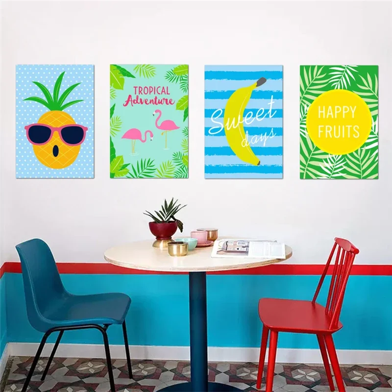 Creative Fruit Pattern Pineapple Banana Wall Art Stickers For Office Studio Store Home Decoration Diy Pastoral Murals Pvc Decal