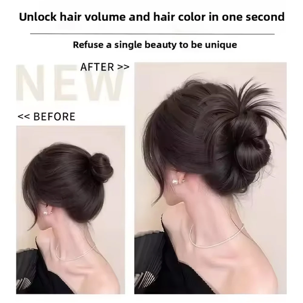 Low Synthetic Bun Ponytail Hair Natural Fluffy Claw Clip Chignon Hair For Women Lazy Bun Wig Bag Hair Accessories For Daily Use