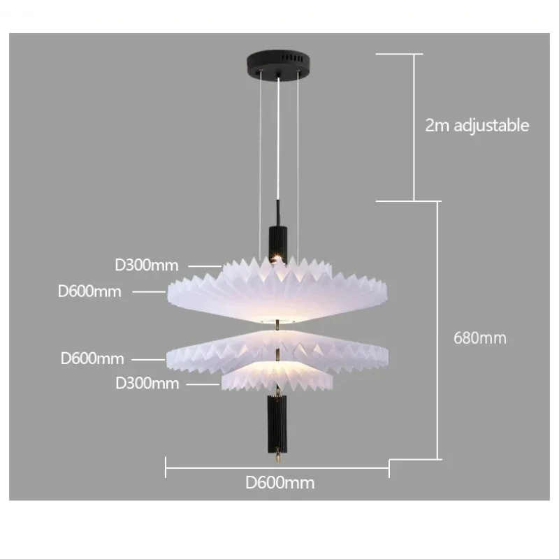 

Minimalist Art and Creativity Pleated Acrylic LED Pendant Light Restaurant Living Room Designer Bedroom Decoration Hanging Lamp