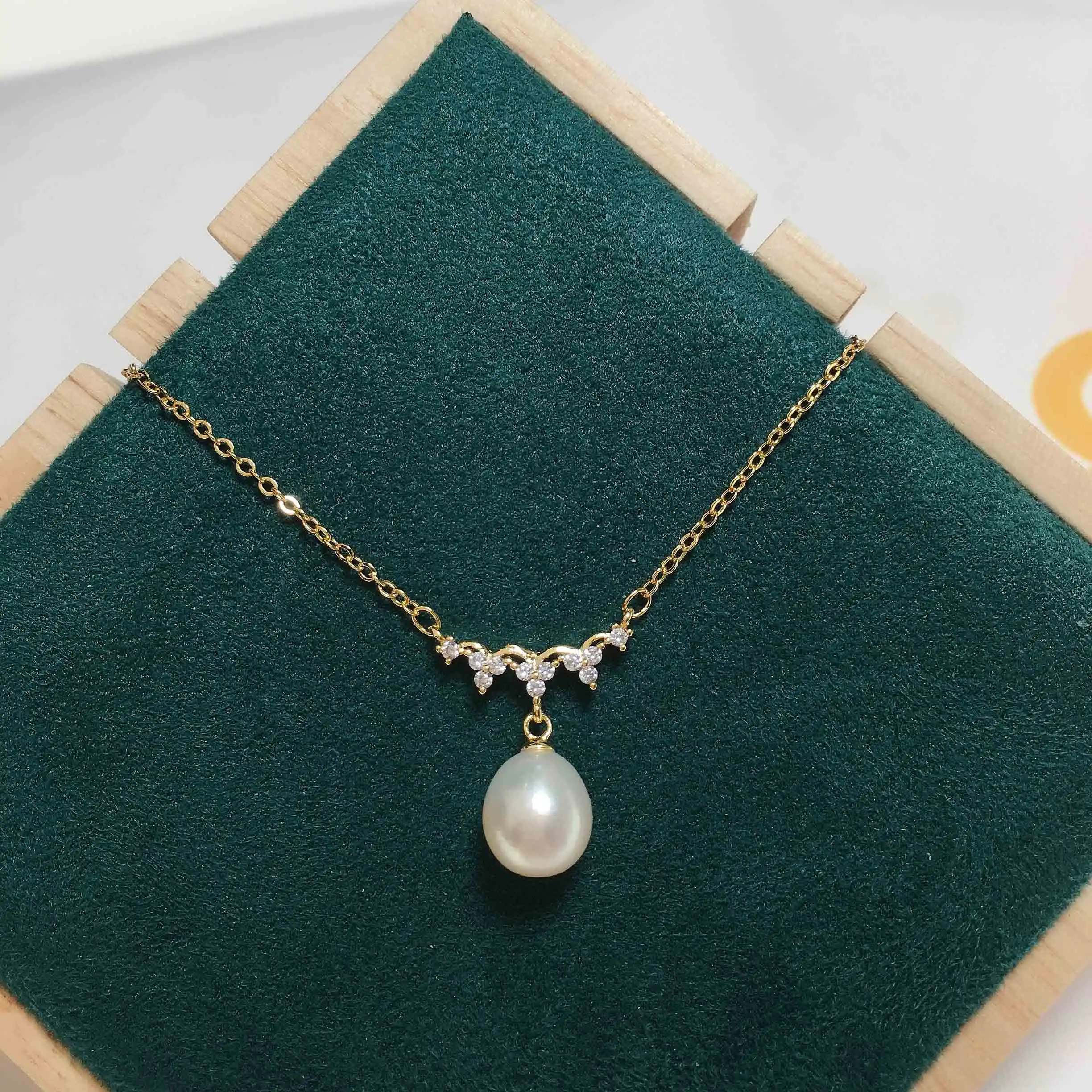 ZHBORUIN 925 Sterling Silver Drop Pearl Pendant Freshwater Pearl Necklace AAA Zircon Exquisite Clavicle Chain Jewelry For Woman