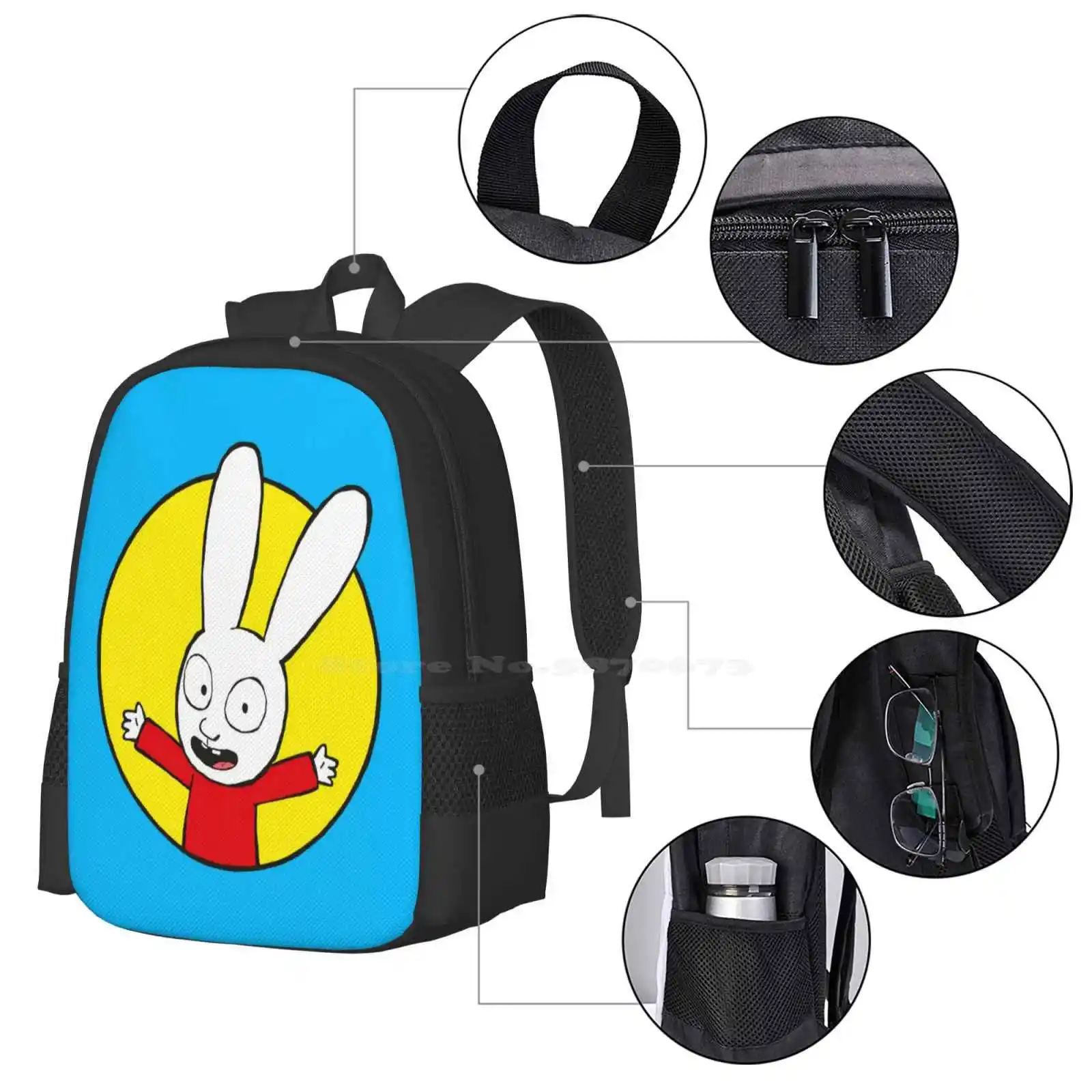 Mochila escolar Simon para niños, bolsa de moda, conejo, espectáculo de dibujos animados, gran oferta