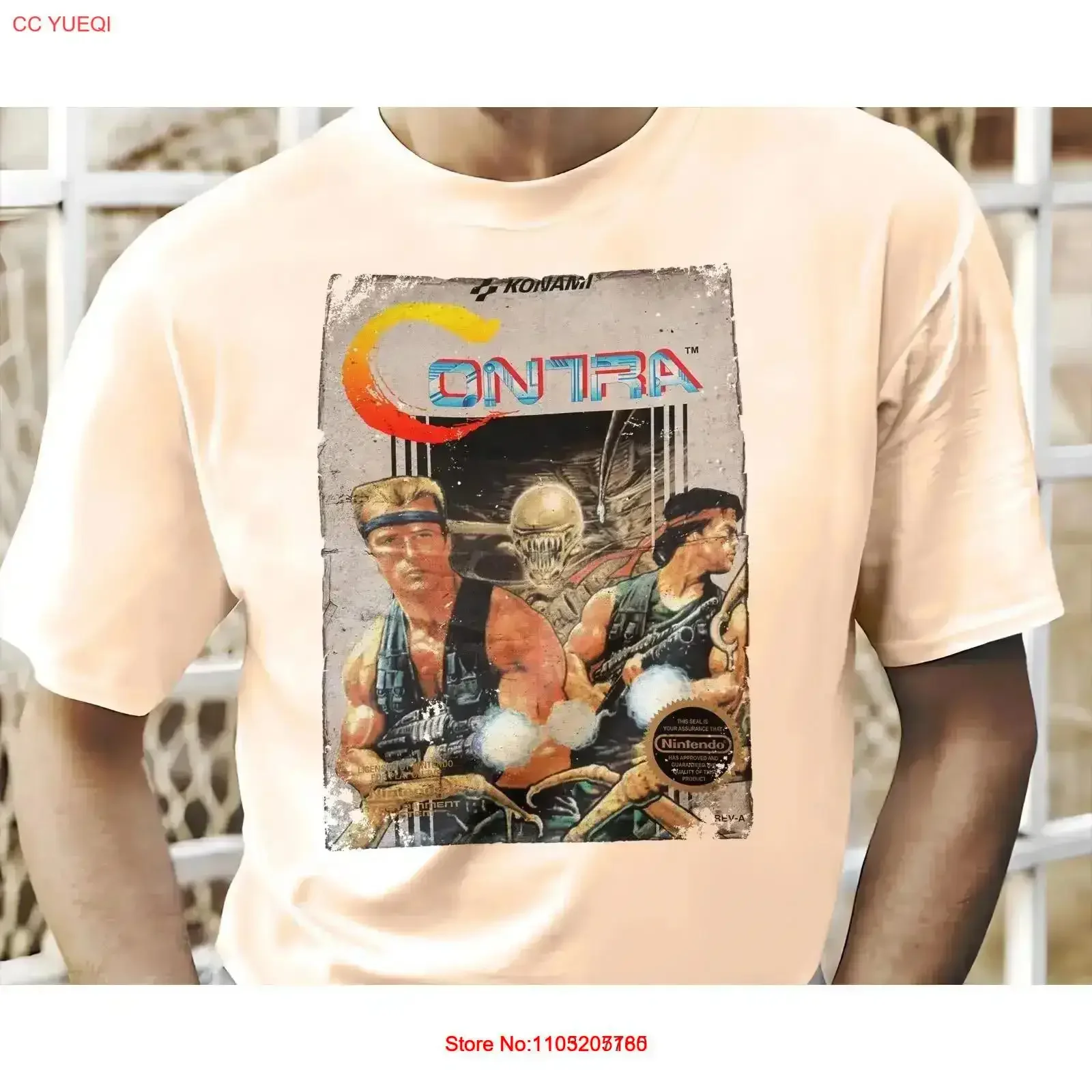 Contra 8 bit NES Game Art T Shirt Colors Sizes S 5XL White Blue vintage Washed designer clothes Casual Comfortable streetwear