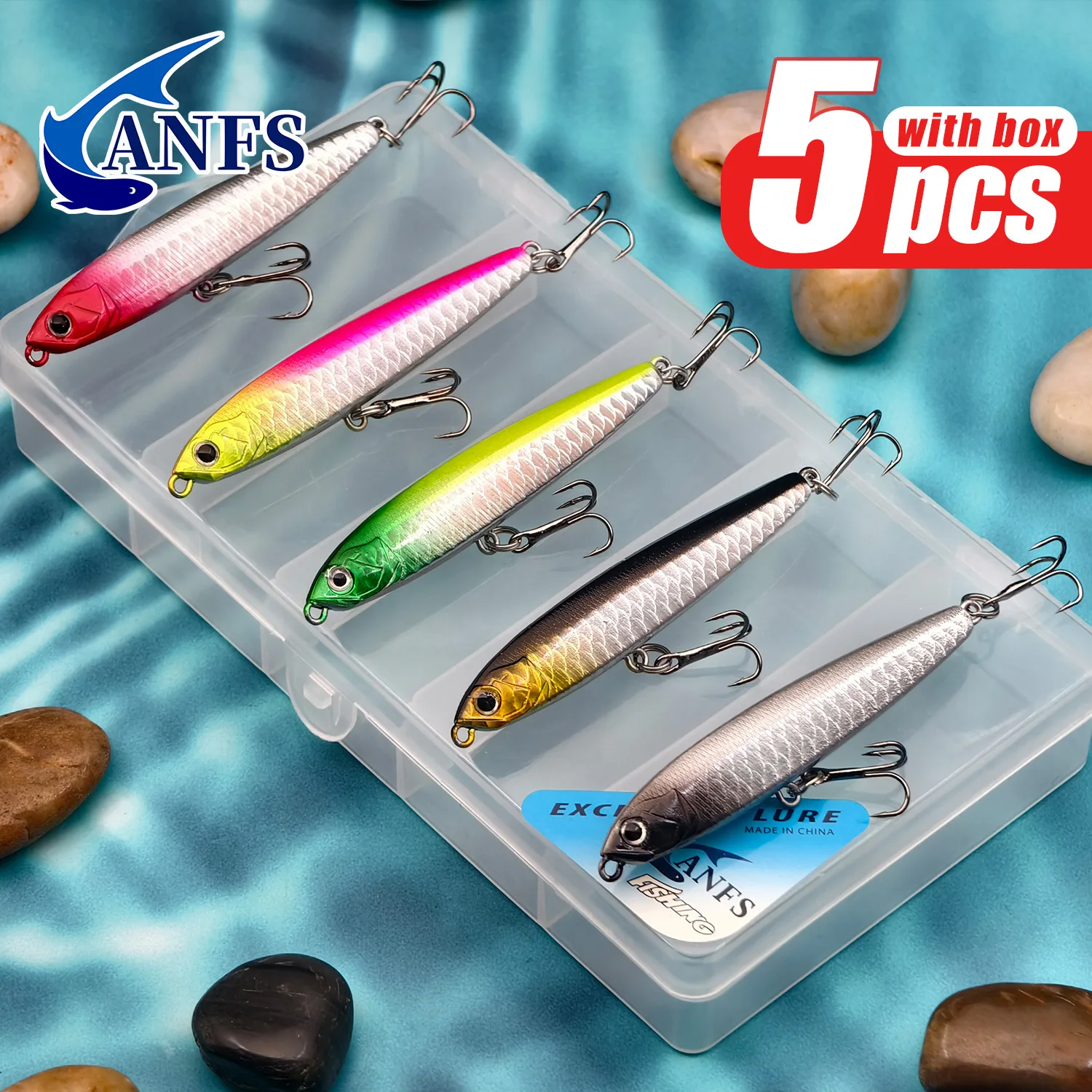 

ANFS 5pcs Fishing Lure Kit -14g/0.49oz Sinking Pencil Lure For Bass, Trout, Salmon