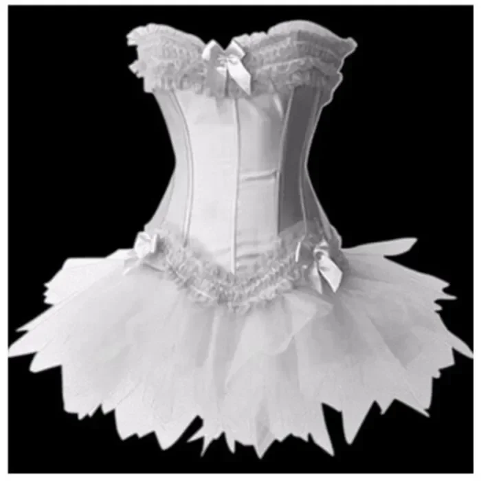 Women Plus Size Satin Lace Up Burlesque Corset Tutu Skirt Dress Halloween Costume