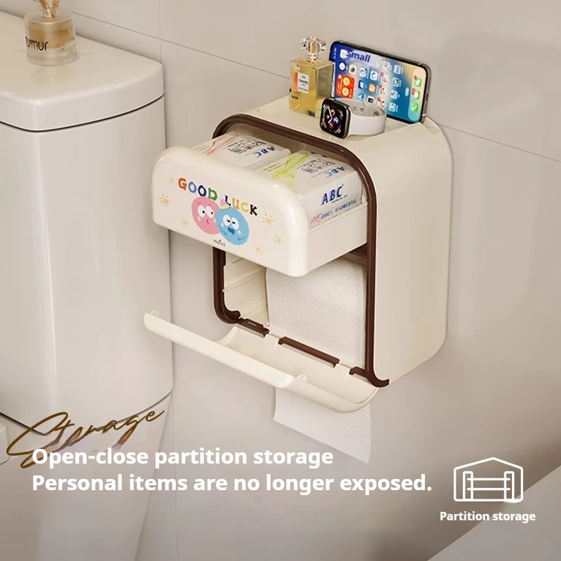 High-End Aesthetic Bathroom Tissue Box, Wall-Mounted Paper Towel Dispenser, Creative Tissue Box, Bathroom Waterproof Storage Box