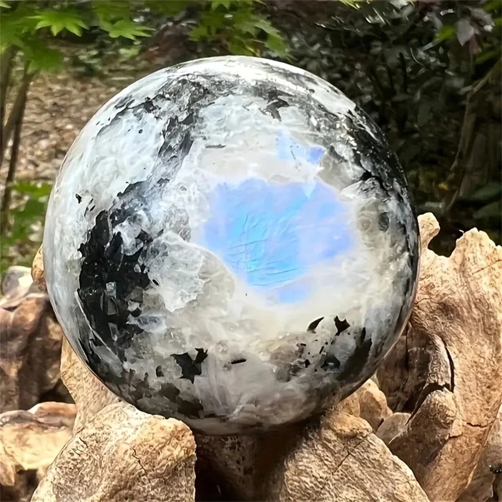 Natural Indian Moonlight Crystal Sphere, Hand-Polished, Has Healing Properties, Is An Energy Gem, Can Demagnetize And Perform Di