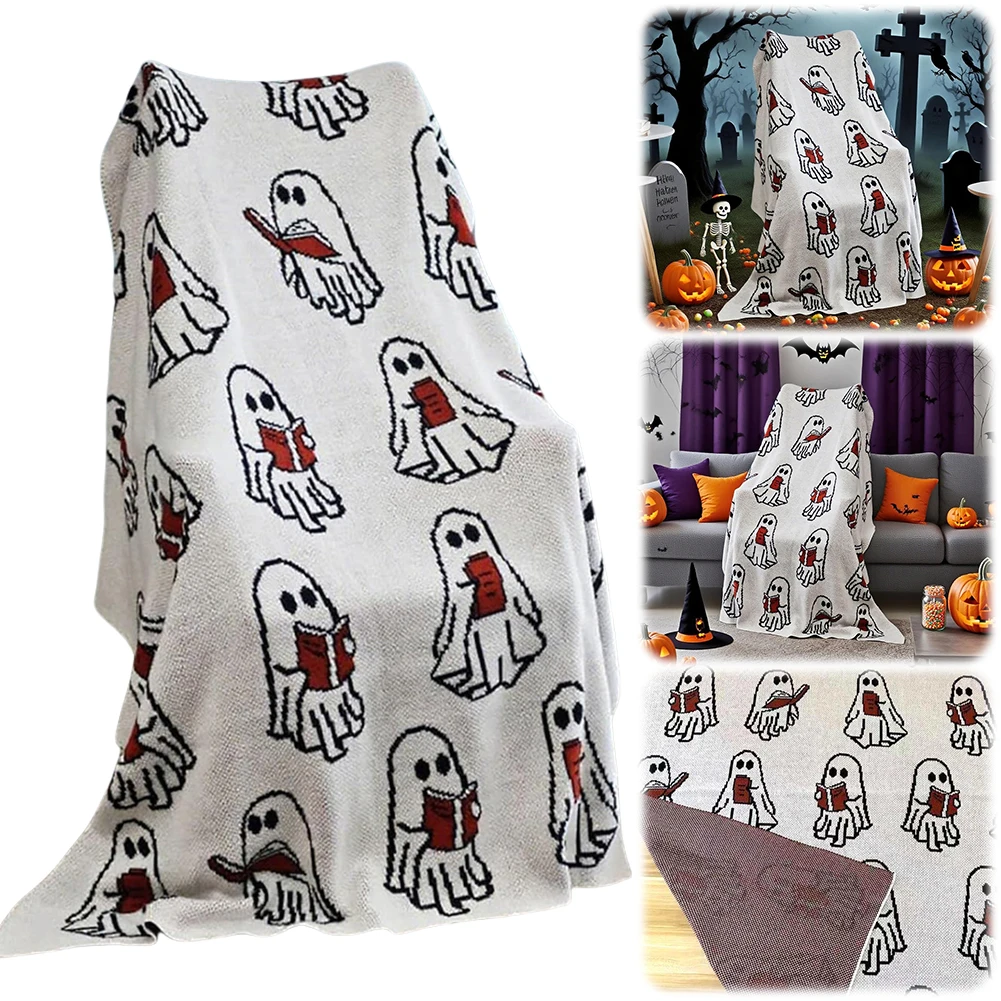

Halloween Ghost Reader Blanket 40 X 60 Inch Throw Blankets Ghost Reading Book Cute Reading Blanket Fit Couch Sofa for Adults