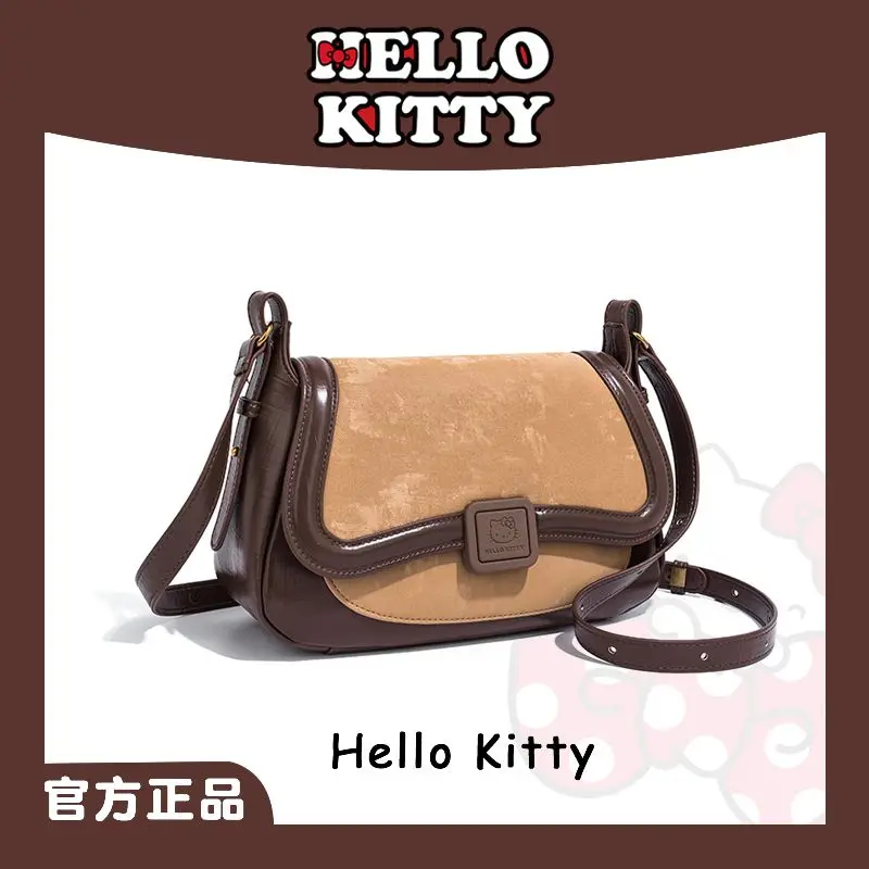 

Sanrio Hello Kitty Women's Shoulder Bag Cartoon Caramel Light Luxury Crossbody Bag Kawaii Girl Bag Retro High Grade Tote Bag