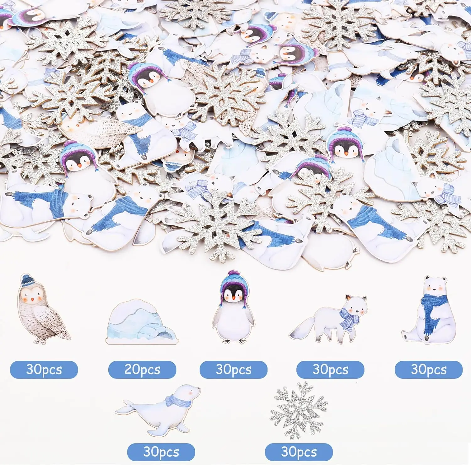 Arctic Polar Animals Confetti 200 PCS Table Decor Double Side Printing Wild One Baby Shower Winter Onederland Birthday Party