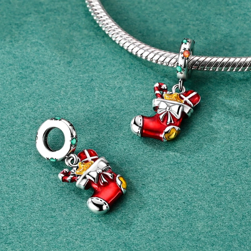 925 Sterling Silber Charm Weihnachtsmann Rentier Schneemann Winter Perlenanhänger Passend für Original Armband Armreif Luxus Schmuck – Detail 15