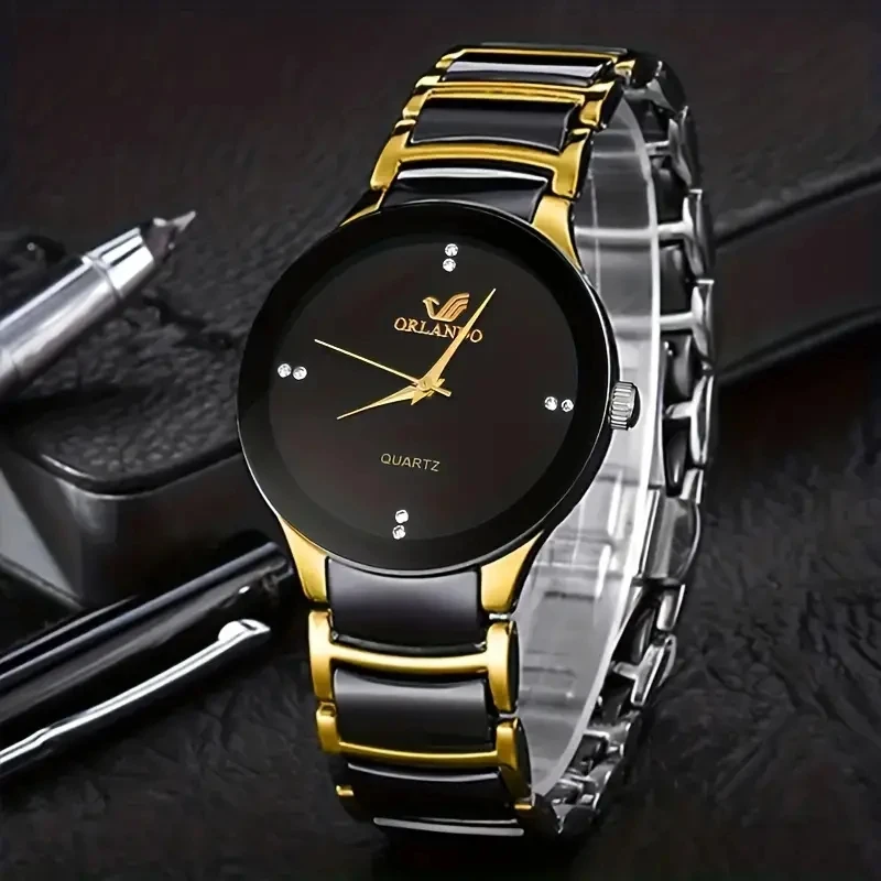 5pcs Men\'s New Classic Steel Band Versatile Watch - Quartz Watch, Keychain, Barber, Sunglasses, Wallet Perfect Business and Casu