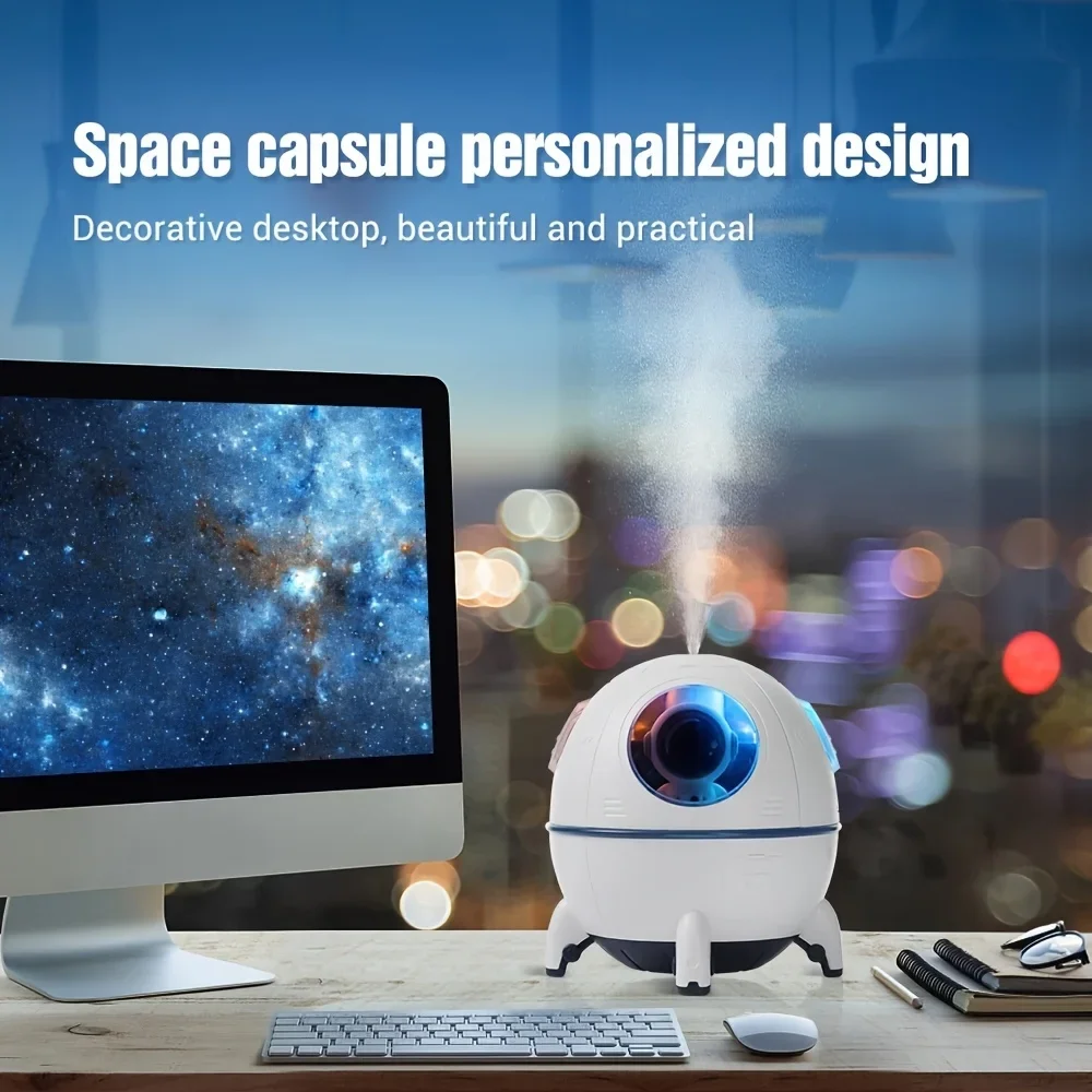 1pc, Space Capsule Humidifier - Advanced Ultrasonic Cool Mist Aromatherapy Water Diffuser with Colorful LED Light for Air Moistu