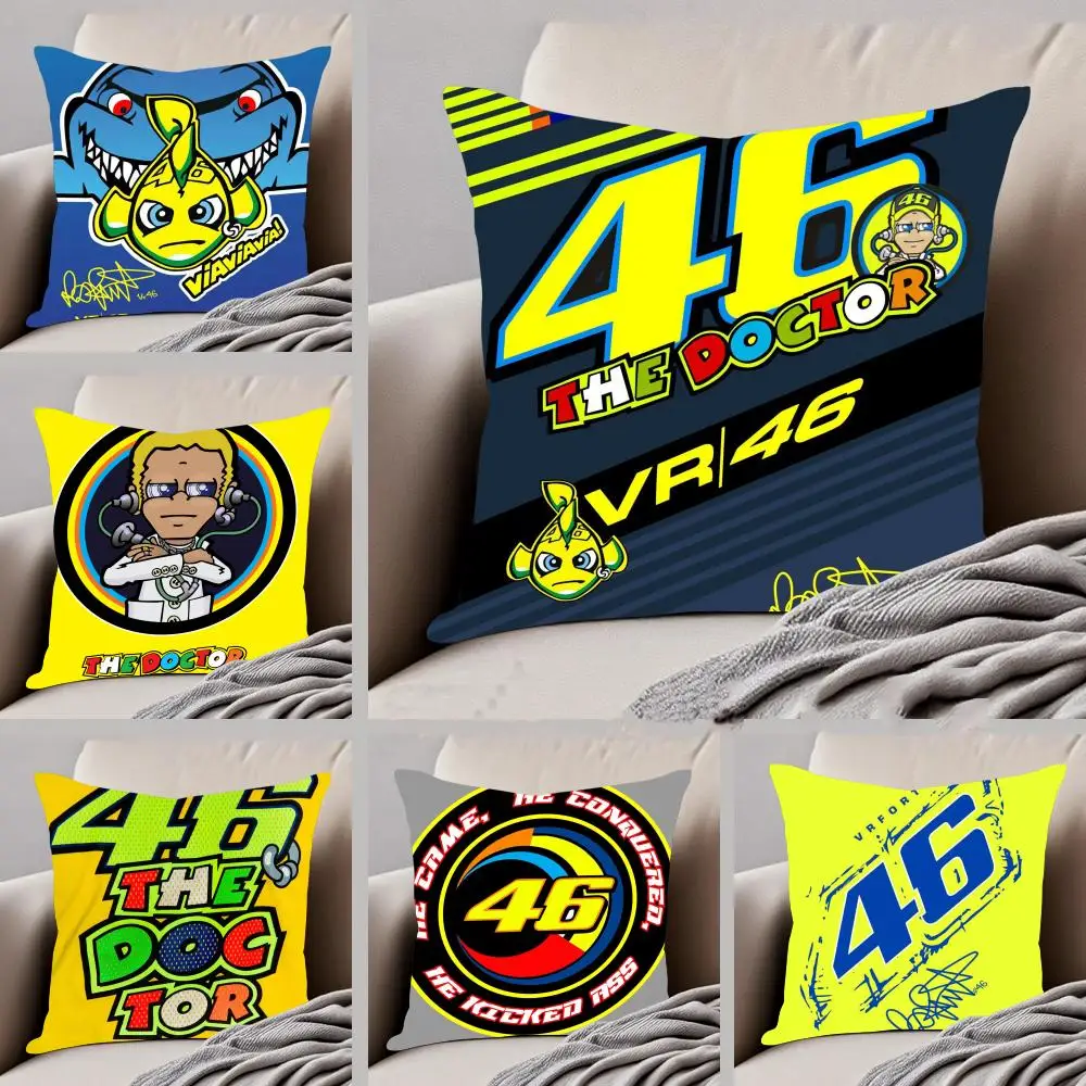 Capa de Almofada V-Valentino MotoGP R-Rossi, Capa de Almofada de Verão em Pelúcia, Impressão Dupla Face, Capa de Almofada para Sofá, Presente Decorativo Macio