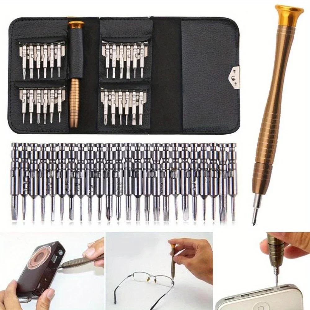 25 in 1 Multi-function Combined with 1 Leather Screwdriver Set Apple Mobile Phone Notebook Dismantling Repair Tools