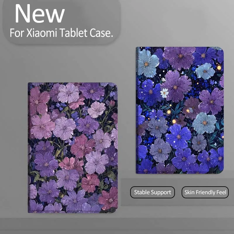 

Чехол для планшета с сине-фиолетовым цветочным узором для Xiaomi Redmi Mini Pad SE K 2 4 5 6 7 8 2023 2025 11 8.8 11.2 10.1 Pro